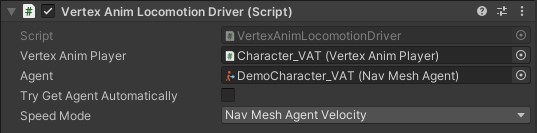 Vertex Anim Locomotion Driver component